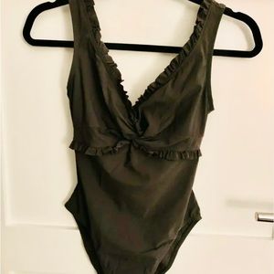 Karla Colletto One-piece Swimsuit in Solid steel Grey.Size 8 Stunning